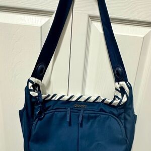 Chic Navy Diaper Bag with Striped Accents